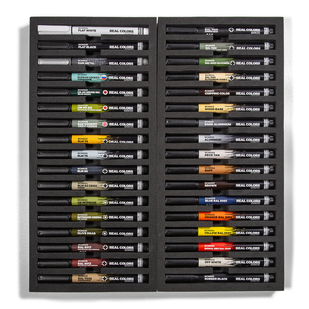 AK Interactive Real Colors Markers: Deluxe Case - Set 34 Acrylic Paint Markers