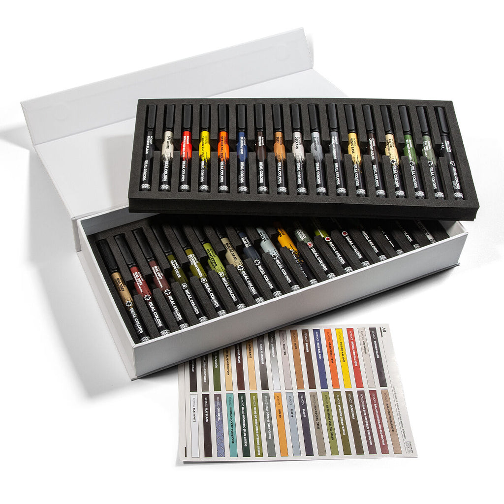 AK Interactive Real Colors Markers: Deluxe Case - Set 34 Acrylic Paint Markers